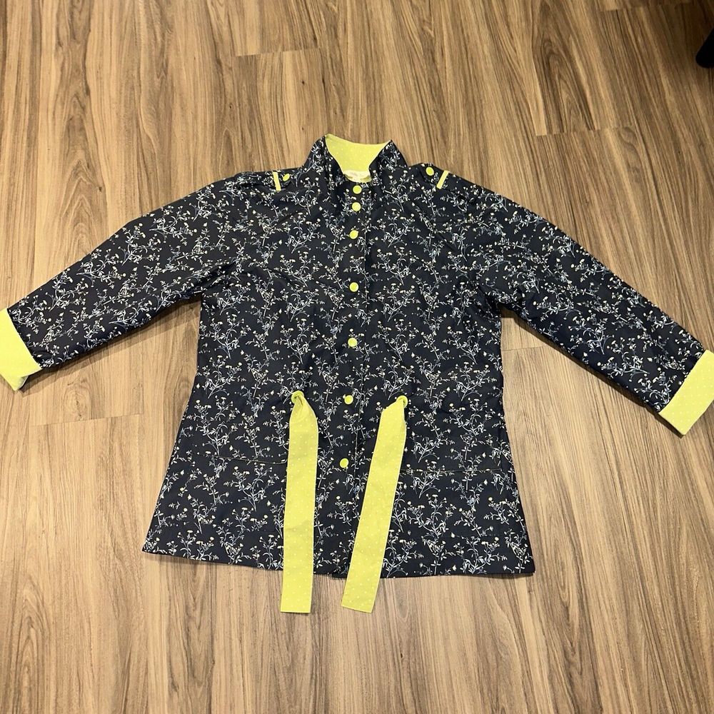 Matilda Jane Brighten The Day Jacket Rain Coat Small Blue Green Floral Dot S NEW